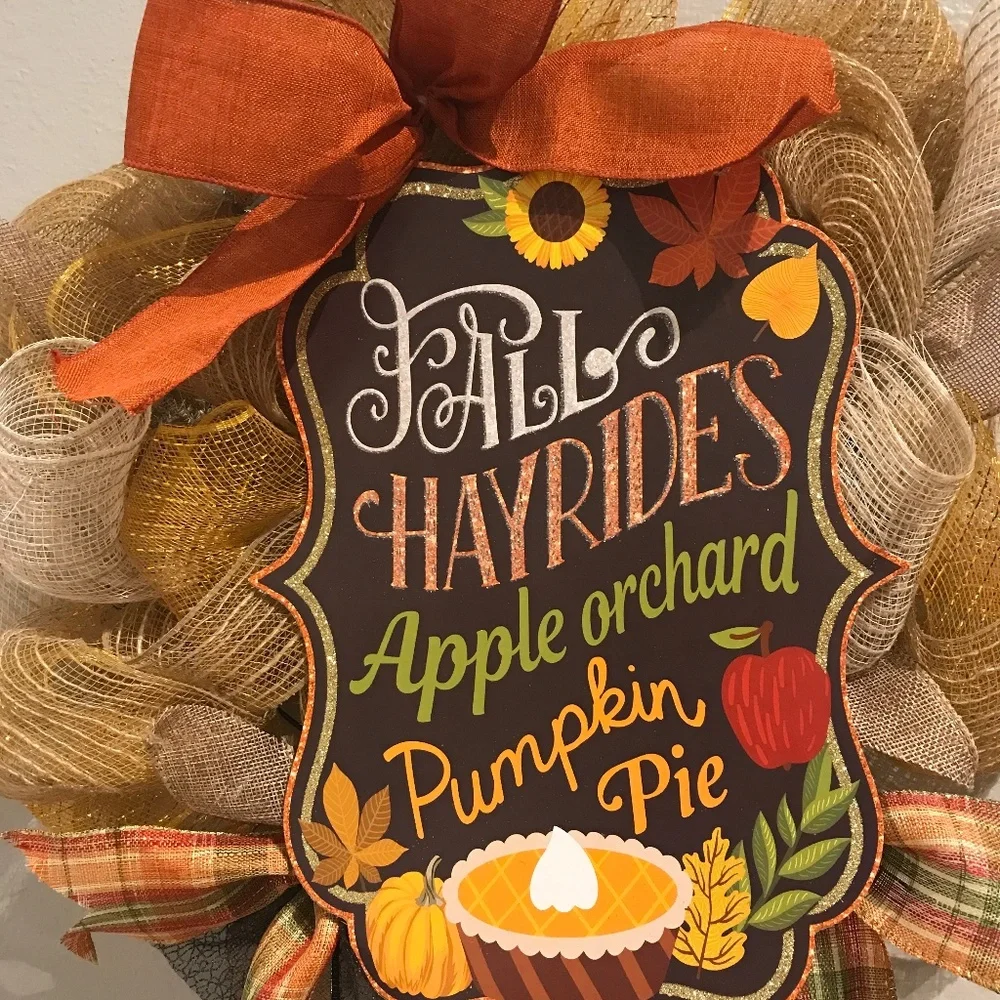 FALL WREATH Hand Crafted Harvest Front Door Wall Beautiful Fall Colors FINAL …